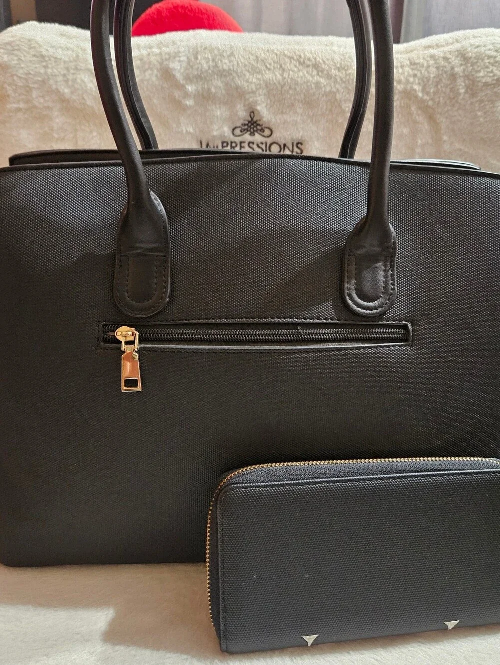 Black and White Monogram Tote and Wallet - Women Bags